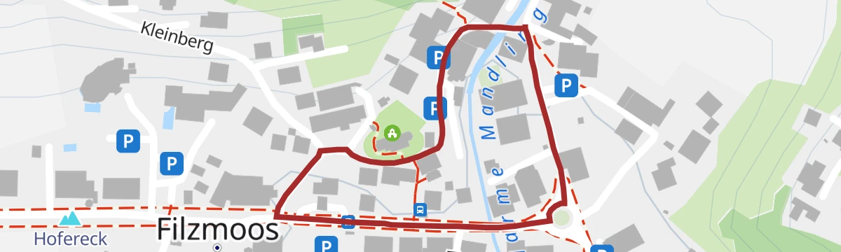 Route map: Kraftplatz "Wallfahrtskirche zum Filzmooser Kindl" (Platz 8)